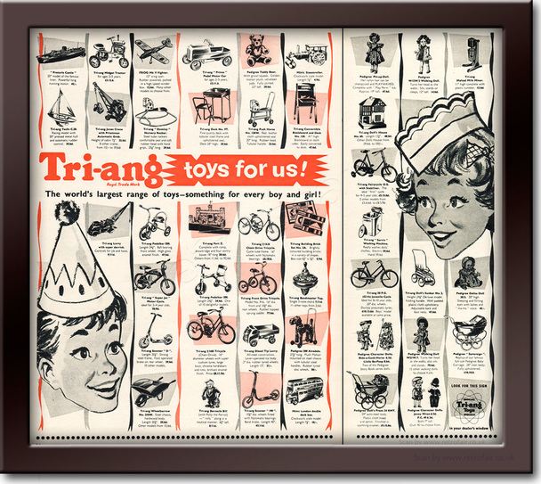 1954 Tri-ang Toys - framed preview vintage ad