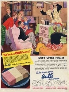 1953 Wall's Ice Cream party - vintage ad