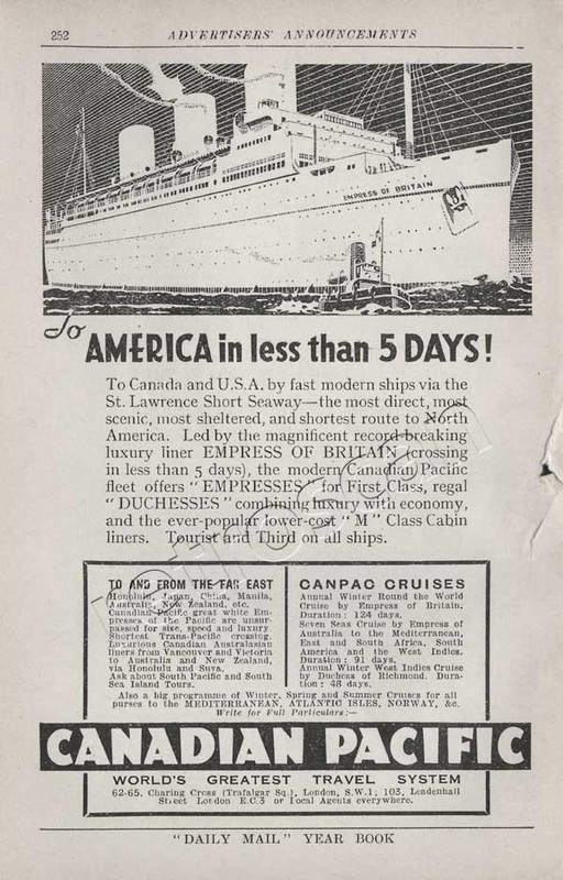 1935 Canadian Pacific  vintage ad