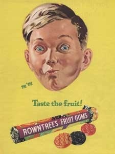 1955 Rowntrees Fruit Gums Boy Chewing - vintage ad