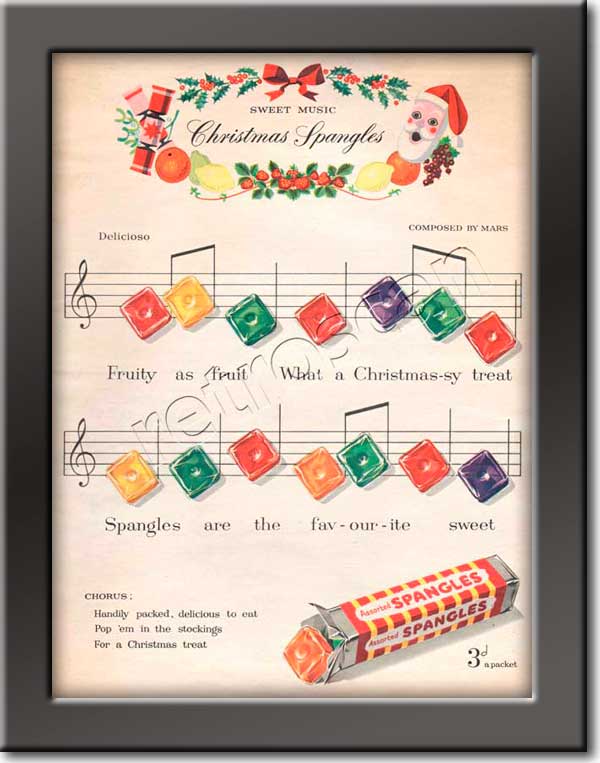 1953 Spangles Christmas  - framed preview vintage ad