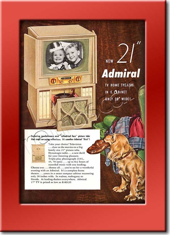 1952 Admiral TV  - framed preview - vintage ad