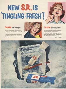 1954 Gibbs S.R. Toothpaste 'Tingling' - vintage ad