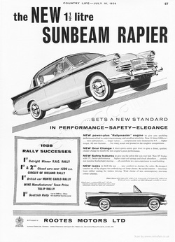 1958 Sunbeam Rapier - unframed vintage ad