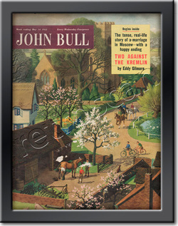 1955 May John Bull Vintage Magazine village riding stables  - framed example