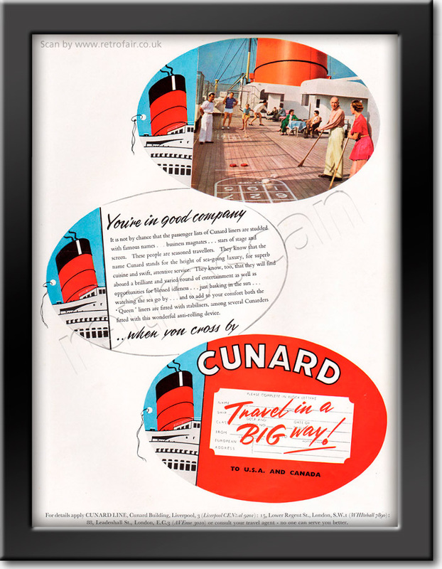 1958 Cunard Lines Vintage Ad