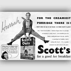 1954 Scott's Porage Oats (Hurrah!) - vintage ad