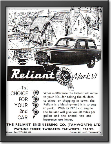 1961 Reliant Regal - framed preview vintage ad