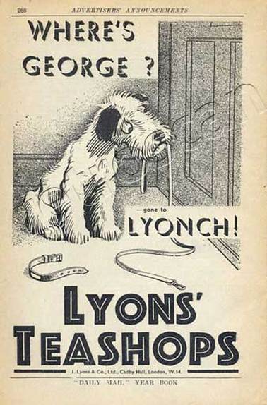 1935 Lyons Tea Shops vintage ad