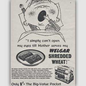 1954 Welgar Shredded Wheat (wake Up) - vintage ad
