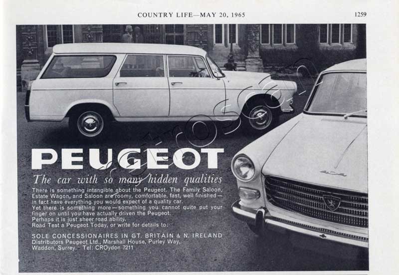 1965 vintage Peugeot advert
