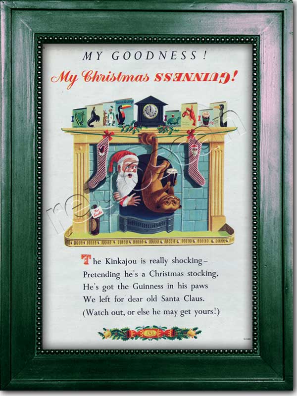 1952 Guinness Christmas Kinkajou - framed preview
