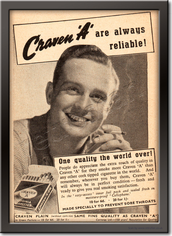1939 Craven A Cigarettes - framed preview retro