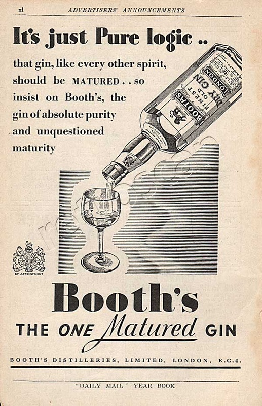 1937 Booth's Gin - unframed vintage ad