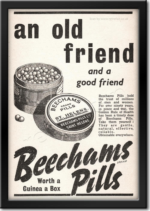 vintage 1940 Beechams Pills advert