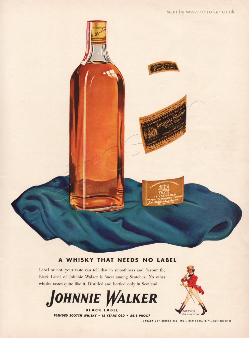 1942 Jonnie Walker Scotch Whisky - unframed vintage ad