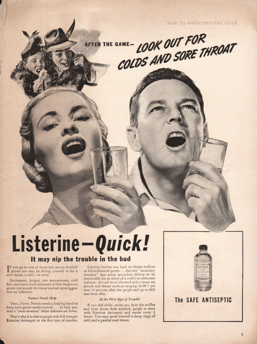 1942 Listerine - unframed vintage ad