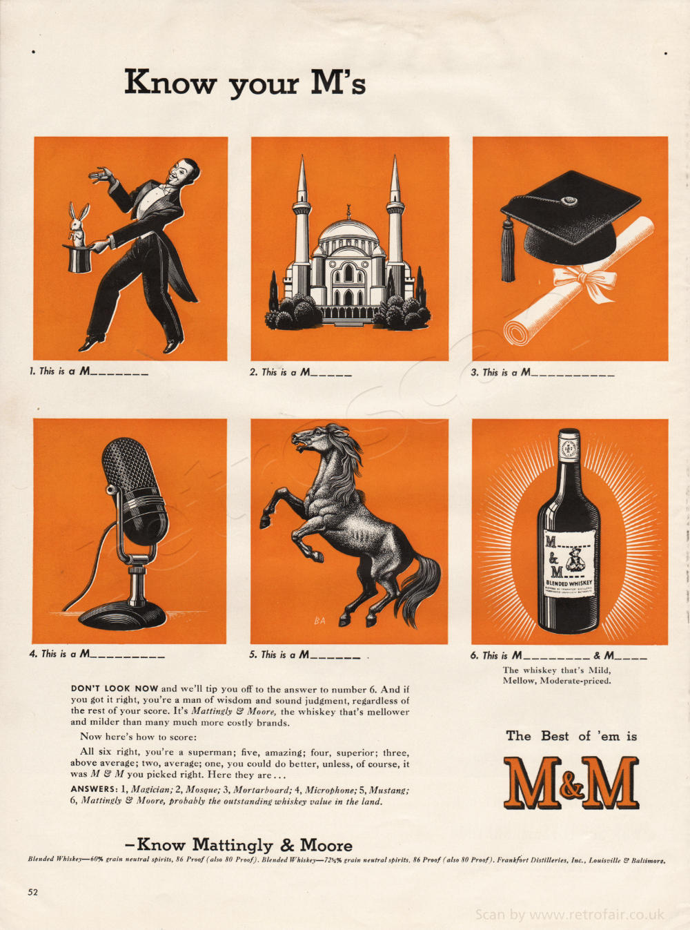 1942 Mattingly & Moore Whisky - unframed vintage ad