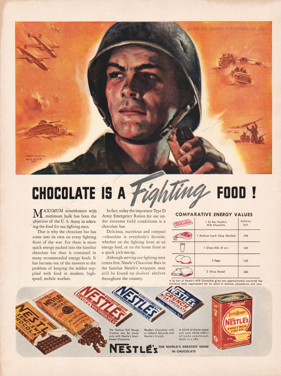 1942 Nestlés Chocolate - unframed vintage ad