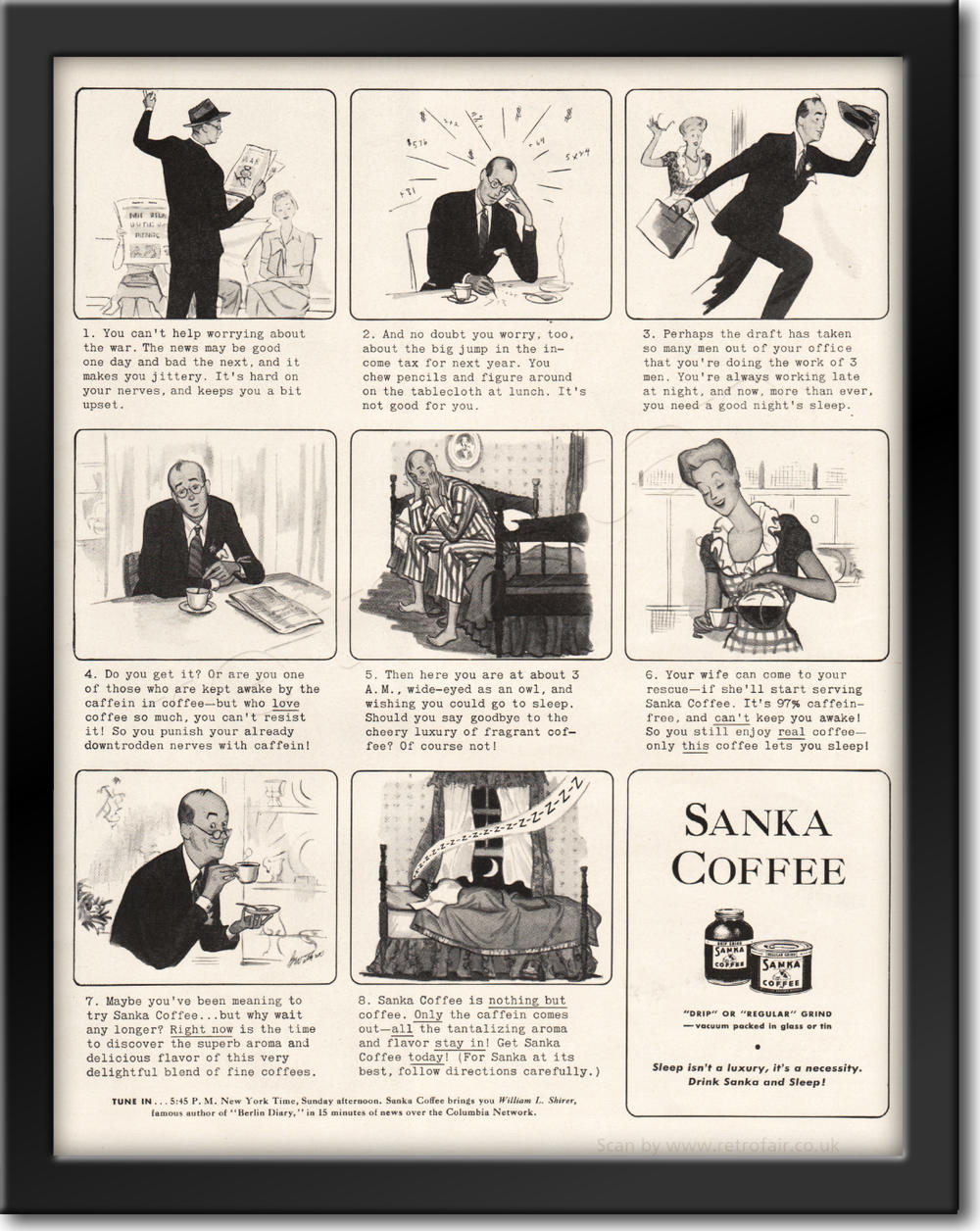  1942 Sanka Coffee - framed preview retro