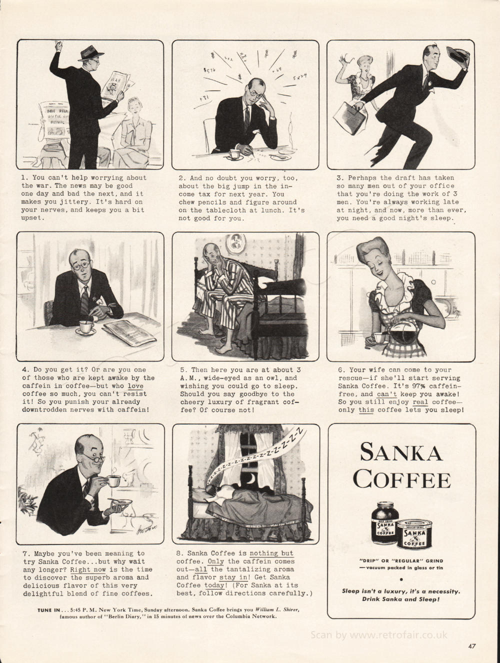 1942 Sanka Coffee - unframed vintage ad
