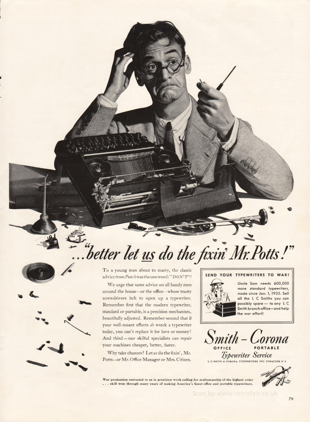 1942 Smith Corona - unframed vintage ad