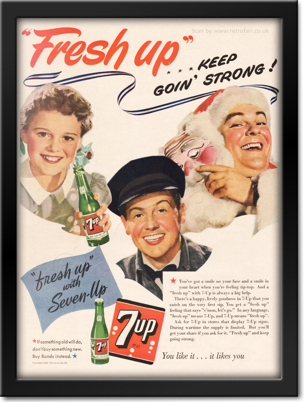 1943 Seven-Up - framed preview vintage ad