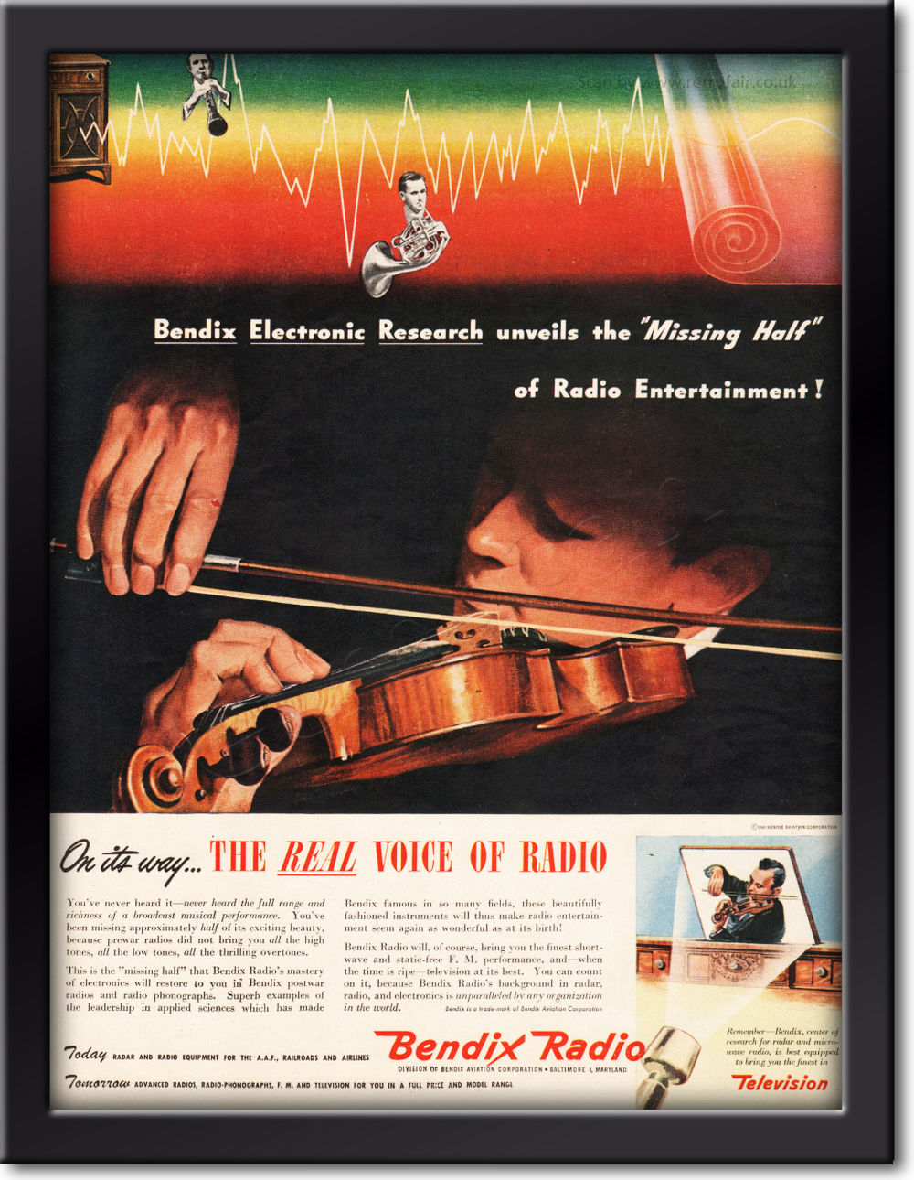  1945 Bendix Radio - framed preview retro