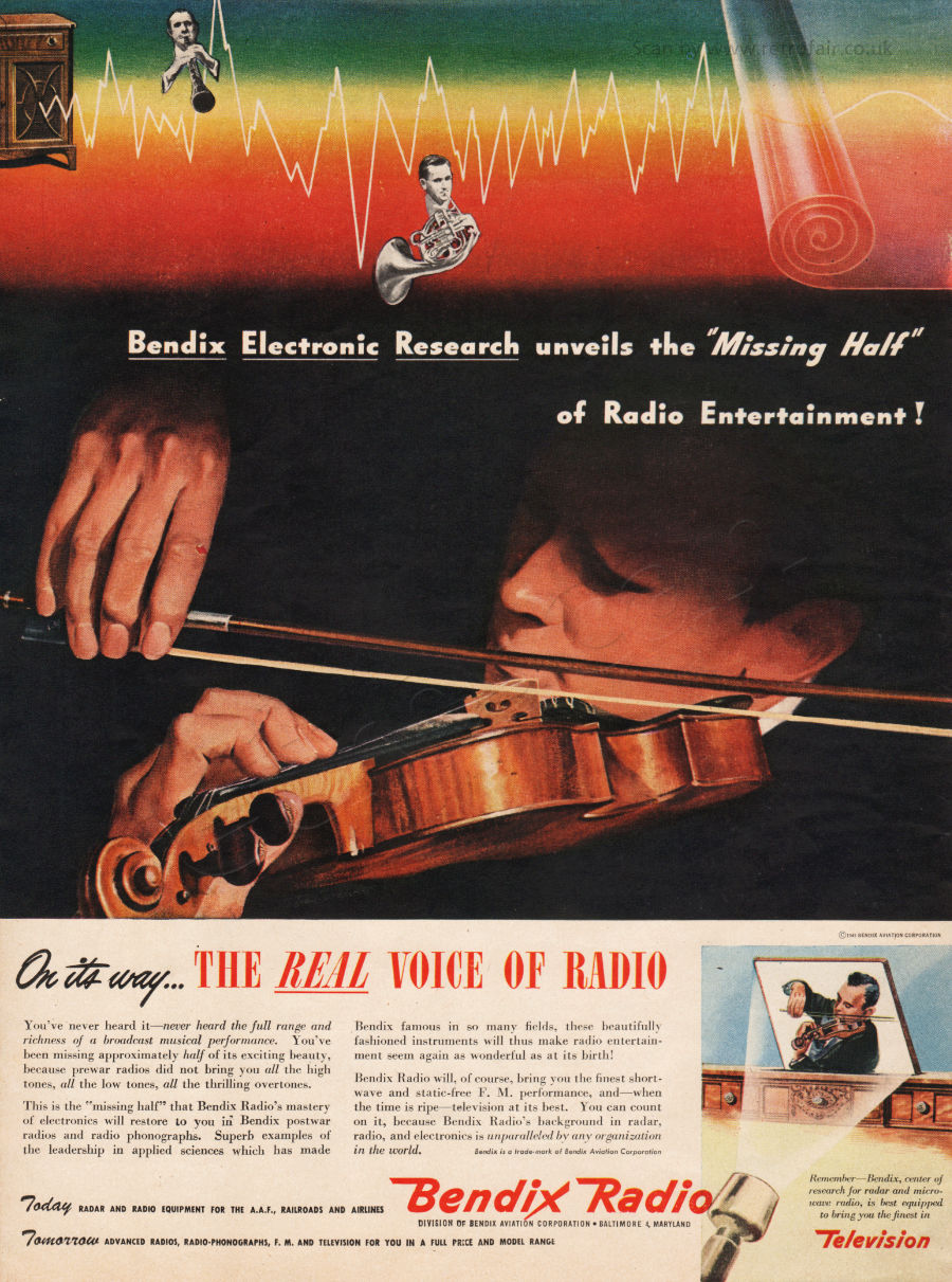  1945 Bendix Radio - unframed vintage ad