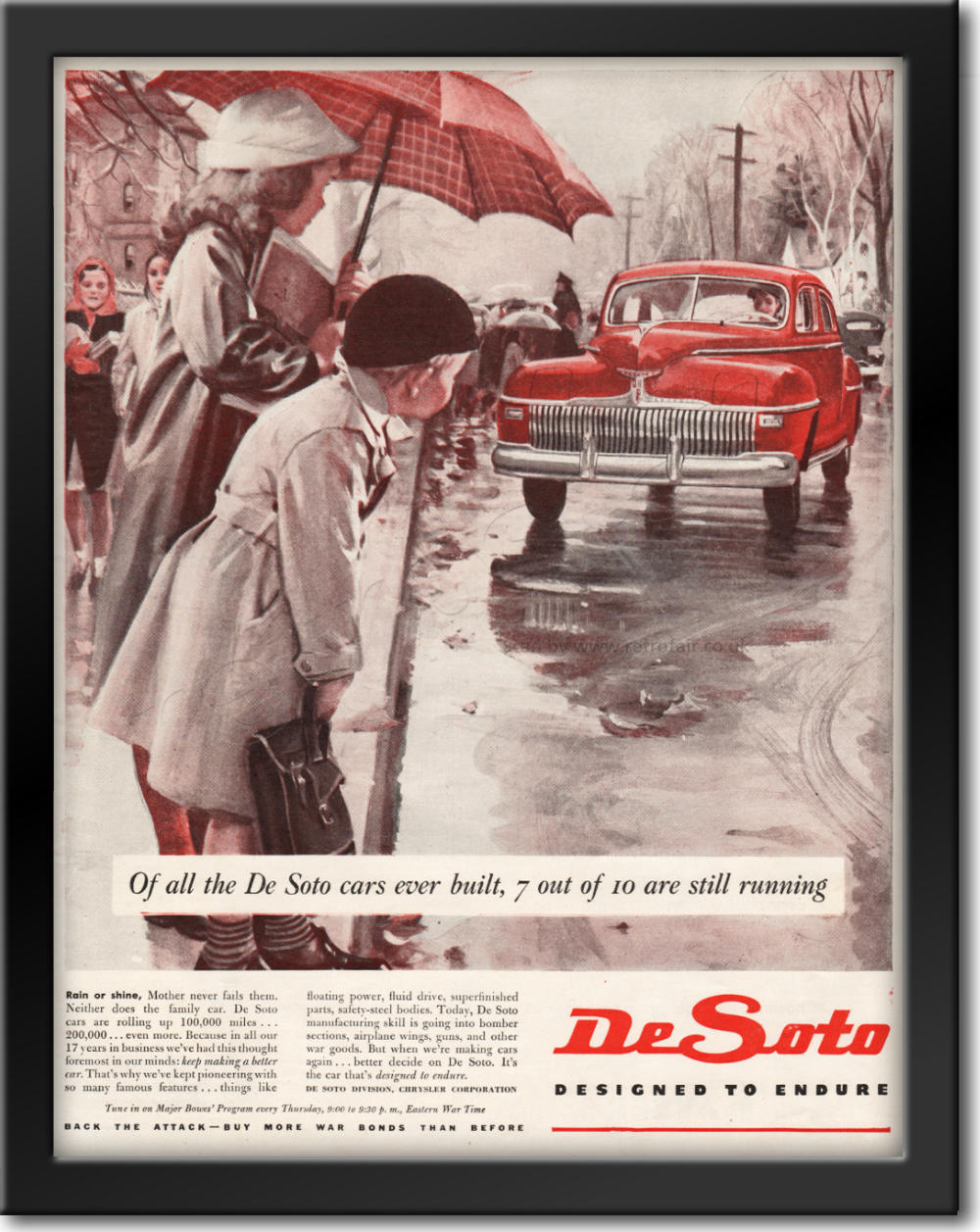 1945 De Soto Cars - framed preview vintage ad
