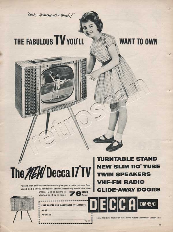 1959 Decca Televisions - unframed vintage ad