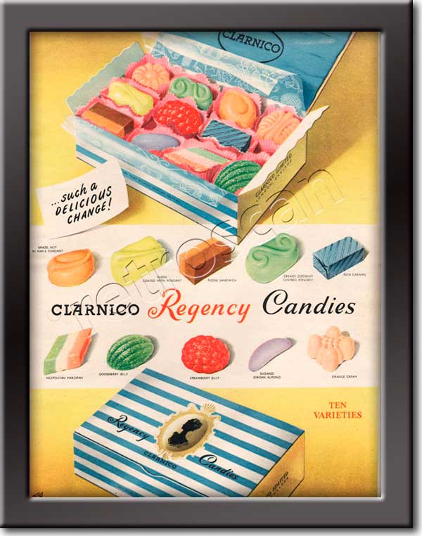 1953 Clarnico Regency Candies - framed preview
