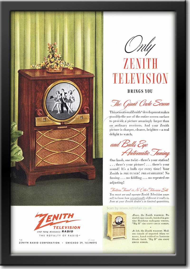 vintage 1949 Zenith Television 