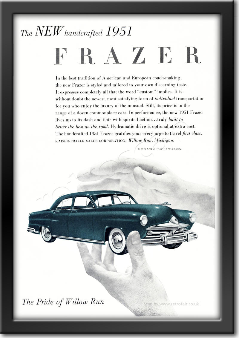 vintage 1950 Frazer Automobiles advert