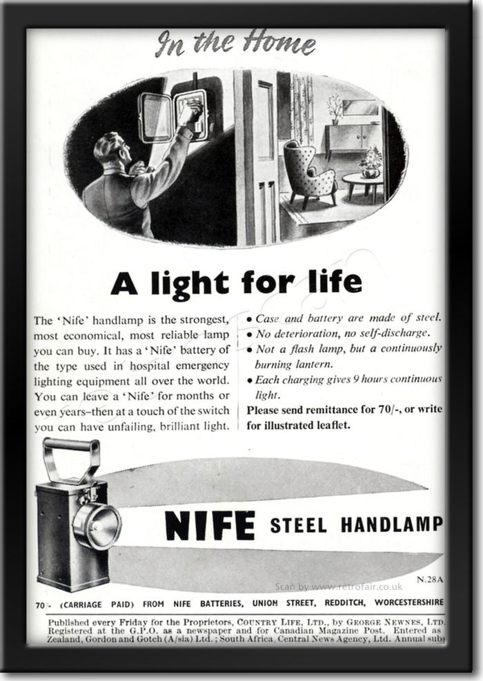 1950 vintage Nife Lamps Ad