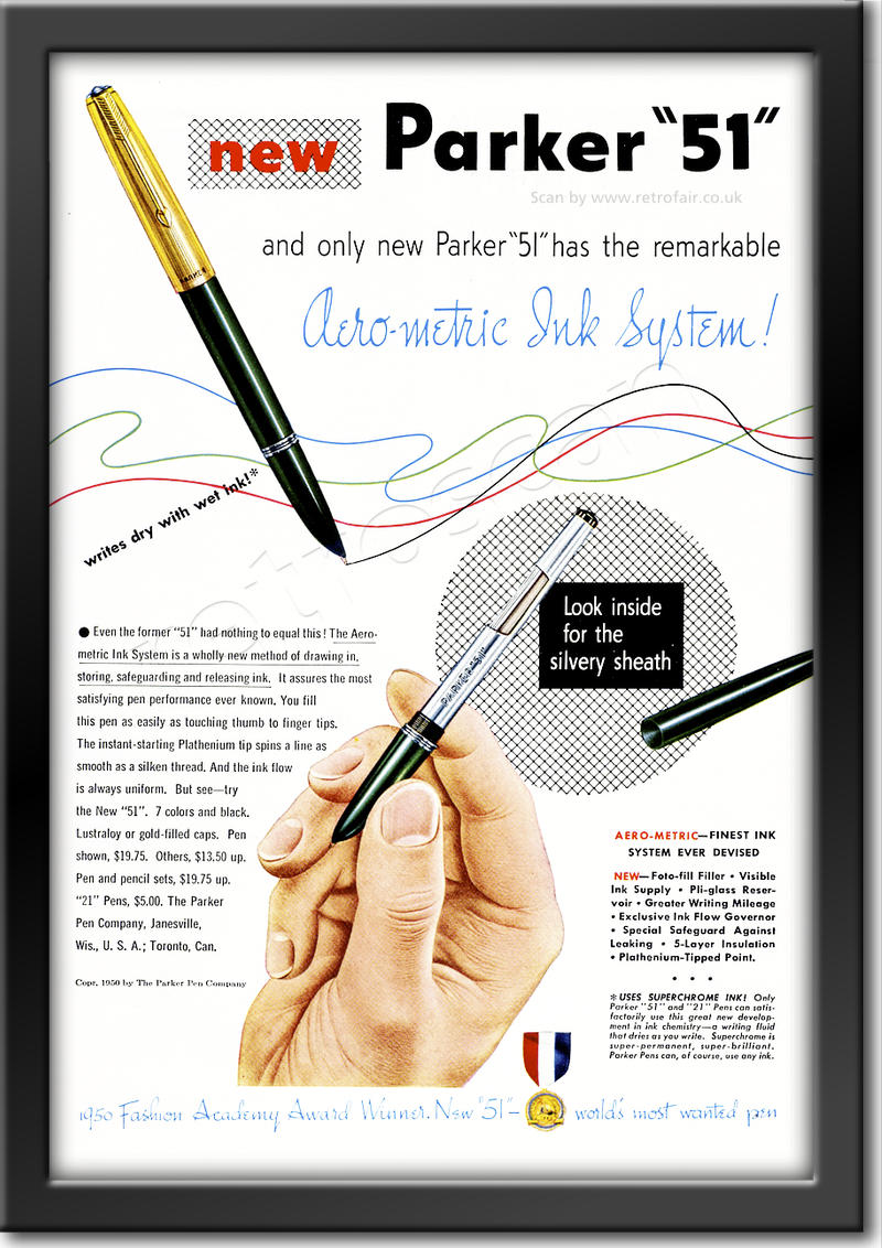 1950 vintage Parker '51' Pens  advert