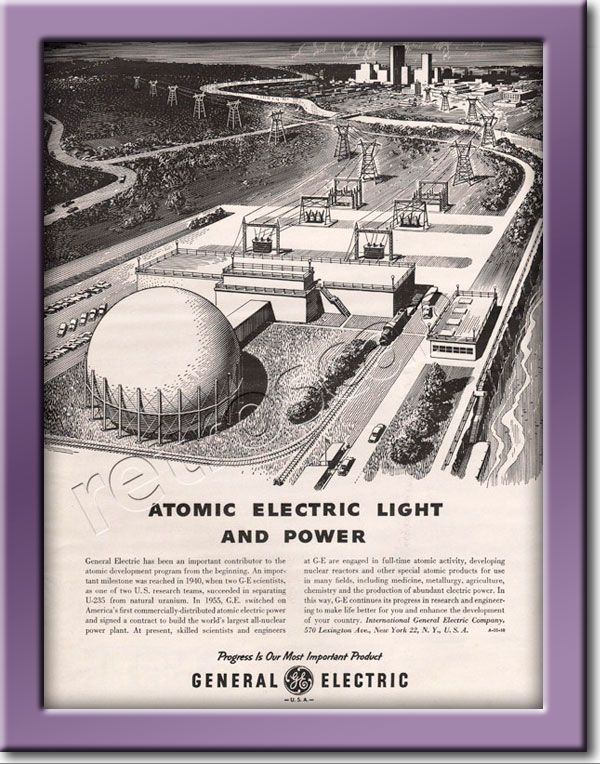 1955 retro General Electric Atomic Power  advert