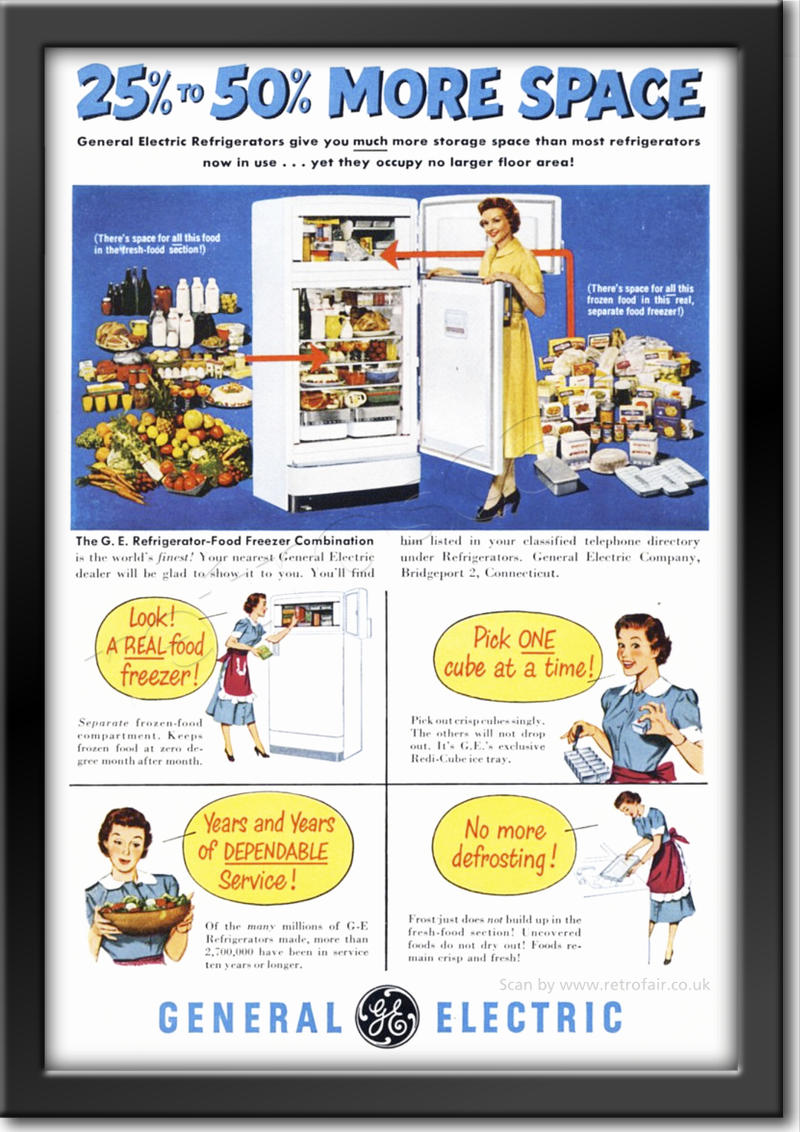 1951 retro General Electric Fridge / Freezer advert