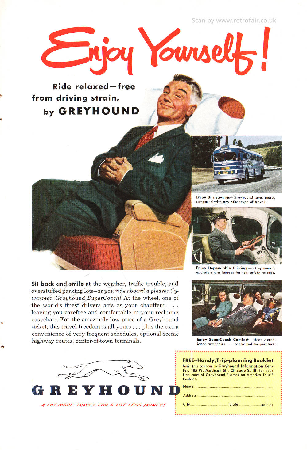 vintage 1951 Greyhound Bus ad