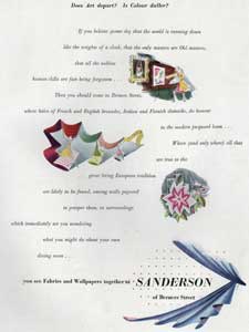 1952 Sanderson Fabric advert