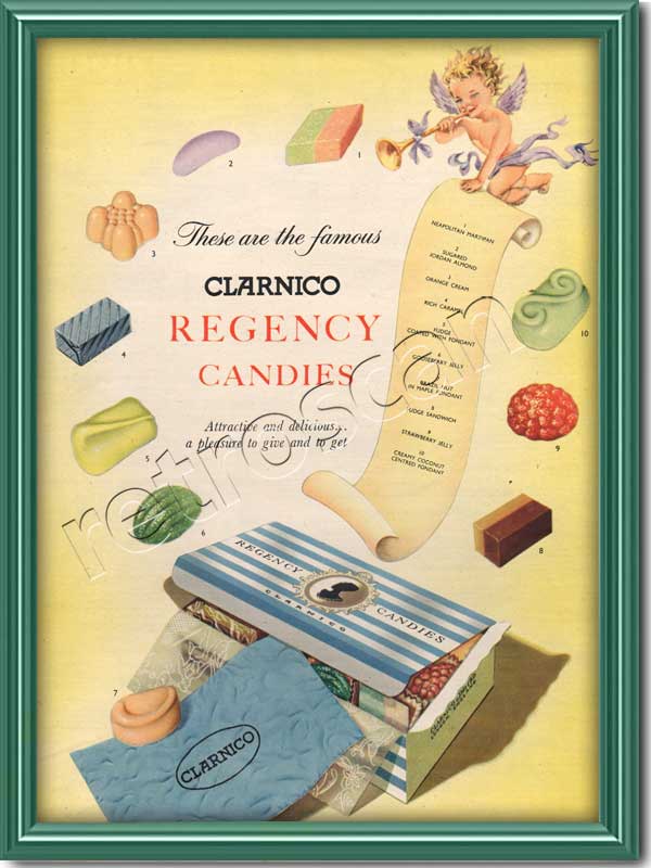 1954 Clarnico Regency Candies Vintage Ad