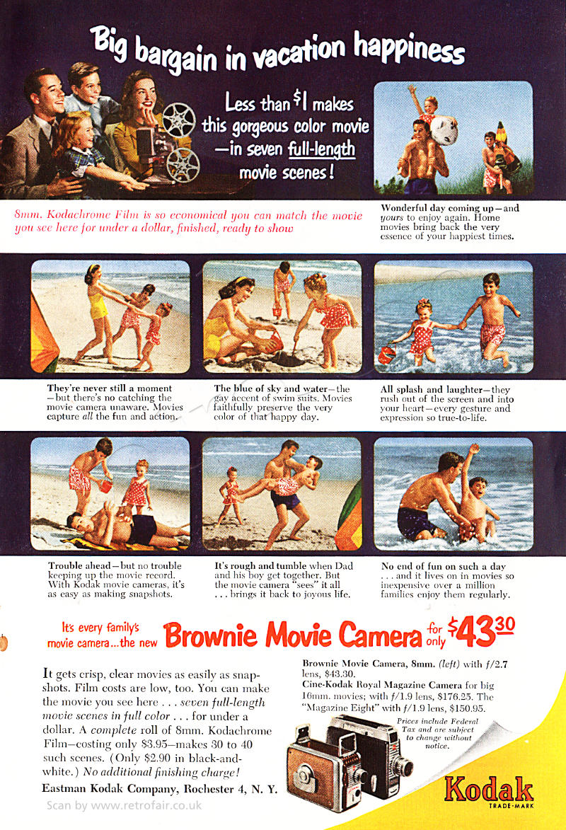 1952 Kodak Brownie Movie Camera vintage ad