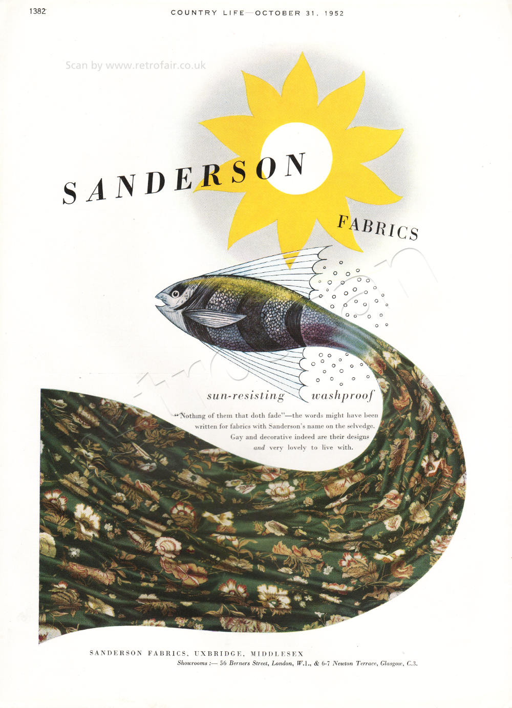 1952 Sanderson Fabrics ad