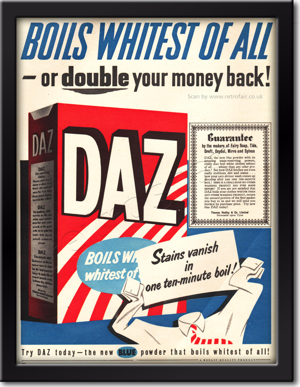 1953 Daz Washing Powder vintage ad