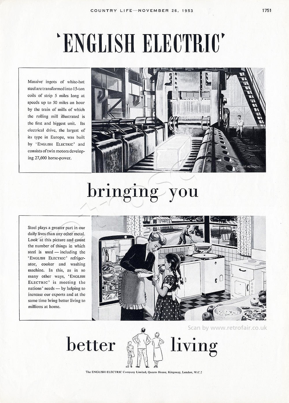 1953 vintage English Electric advert