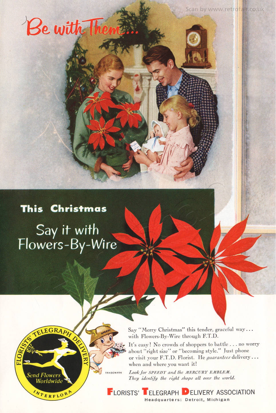 1953 Interflora - unframed vintage ad
