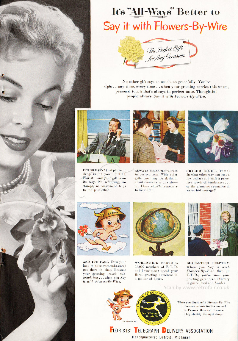 1953 Florists Telegraph Delivery  vintage ad