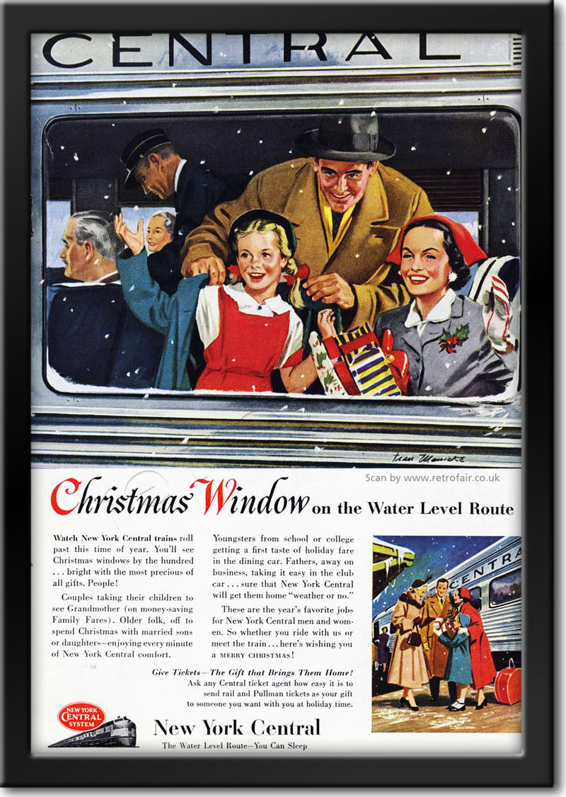 vintage 1953 New York Central Railroad Family Christmas advert