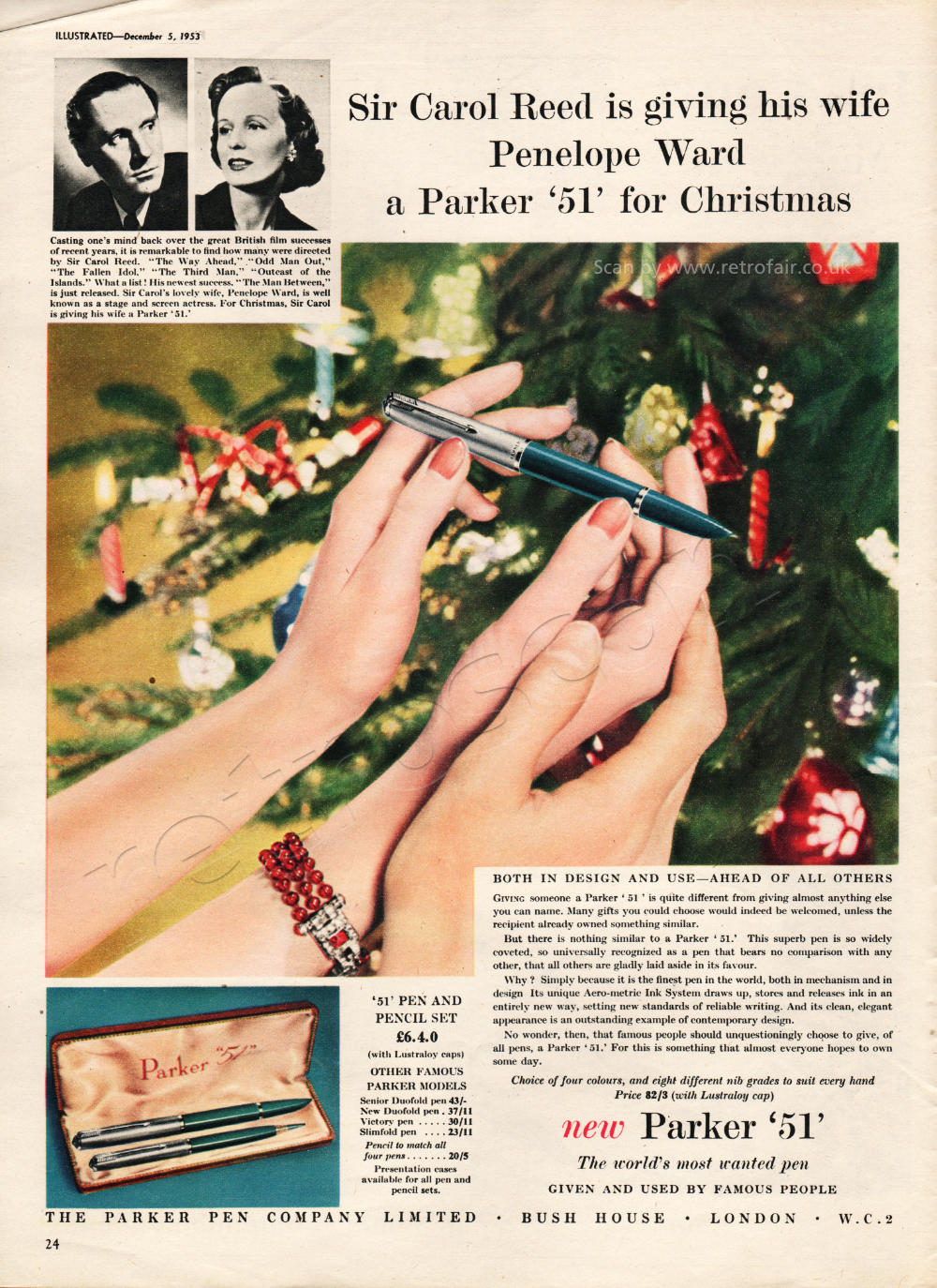 1953 Parker Pens Carol Reed  