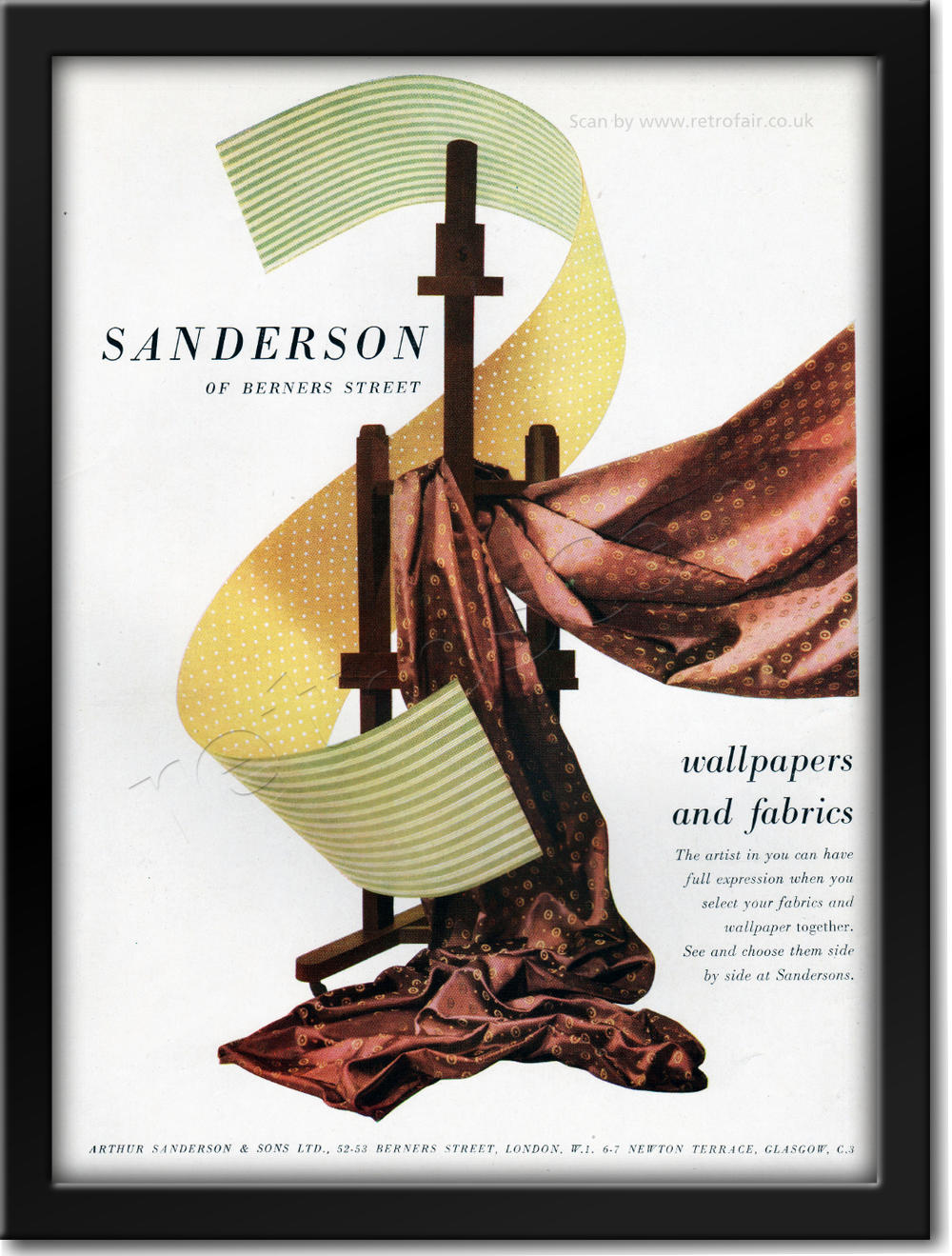 1953 vintage Sanderson Fabrics advert